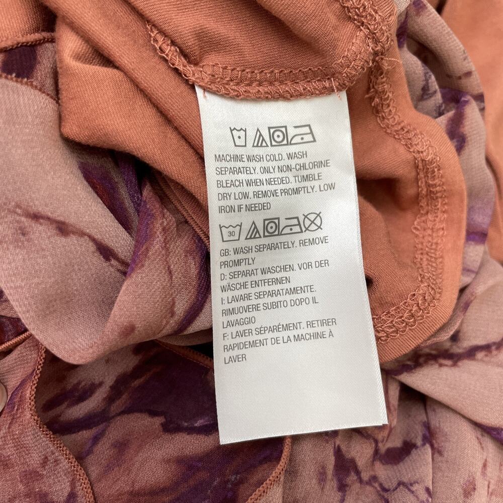 LOGO Lori Goldstein Layering Cardigan Size Medium Brick Boho Ruffled Lagenlook - Picture 8 of 12